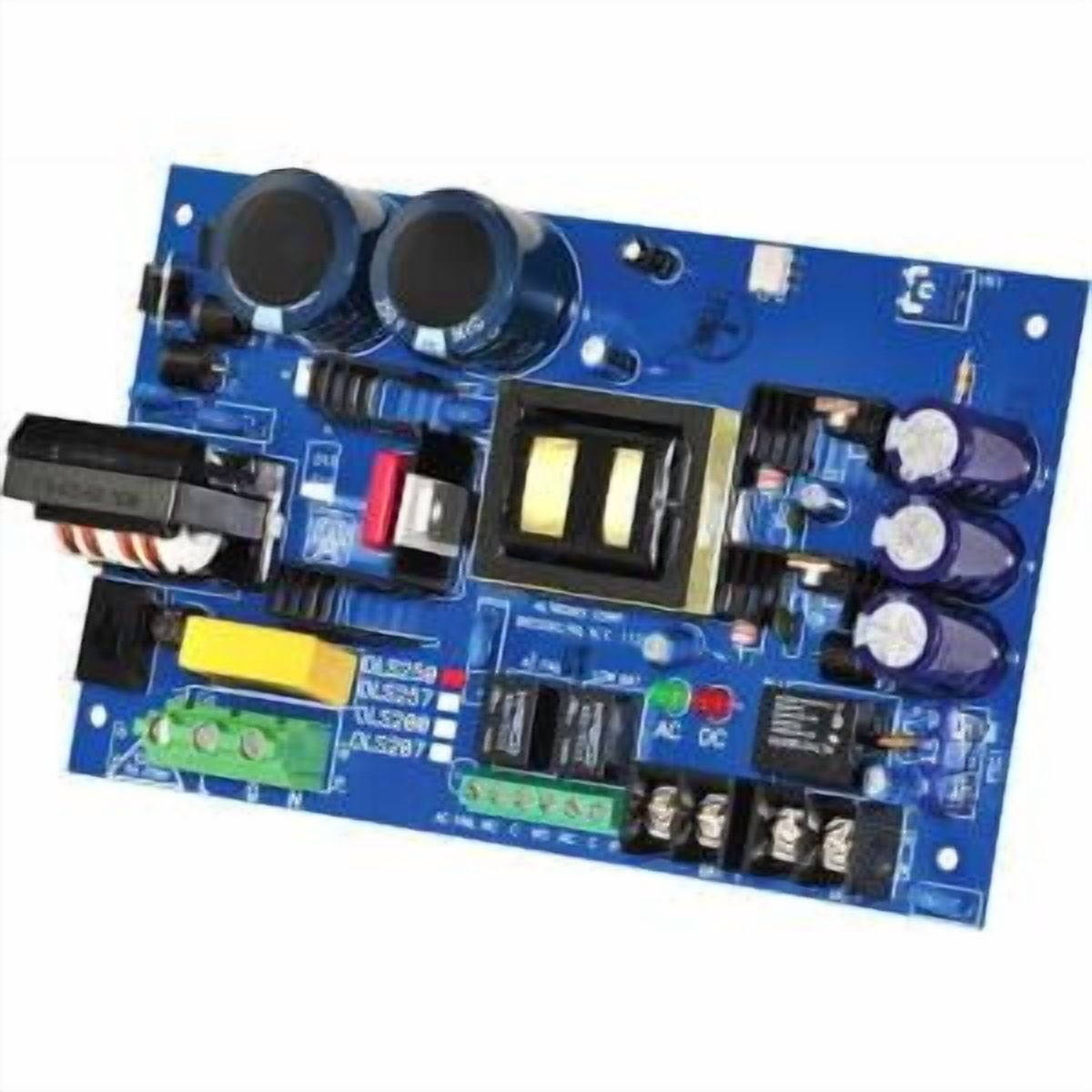 Power distribution unit with fuses and connectors on a blue background