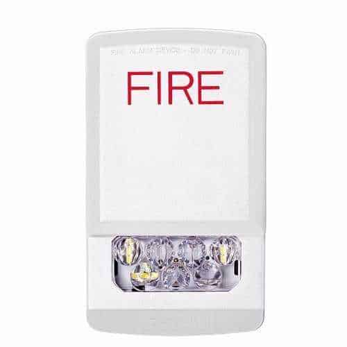 Eaton ELSTW Wheelock Eluxa LED Strobe, Wall, FIRE Lettering, Clear Lens, 24V, 15/30/75/110/135/185 cd, White