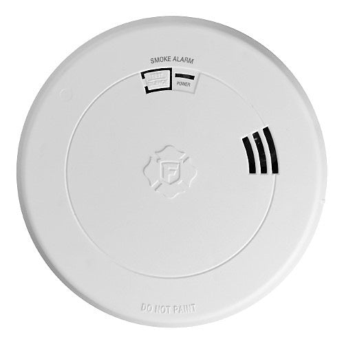White smoke alarm with visible brand logo on a white background