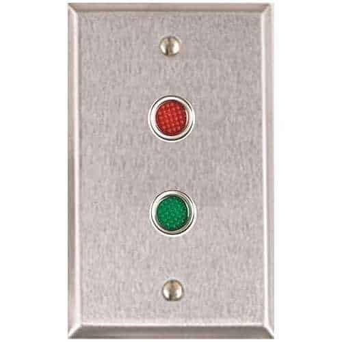 Alarm Controls RP-09L302 Remote Wall Plate with 1/2" Red and Green LEDs, Mounted Vertically, 302 Stainless Steel
