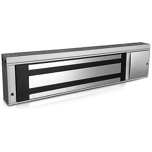 An electromagnetic lock on a white background