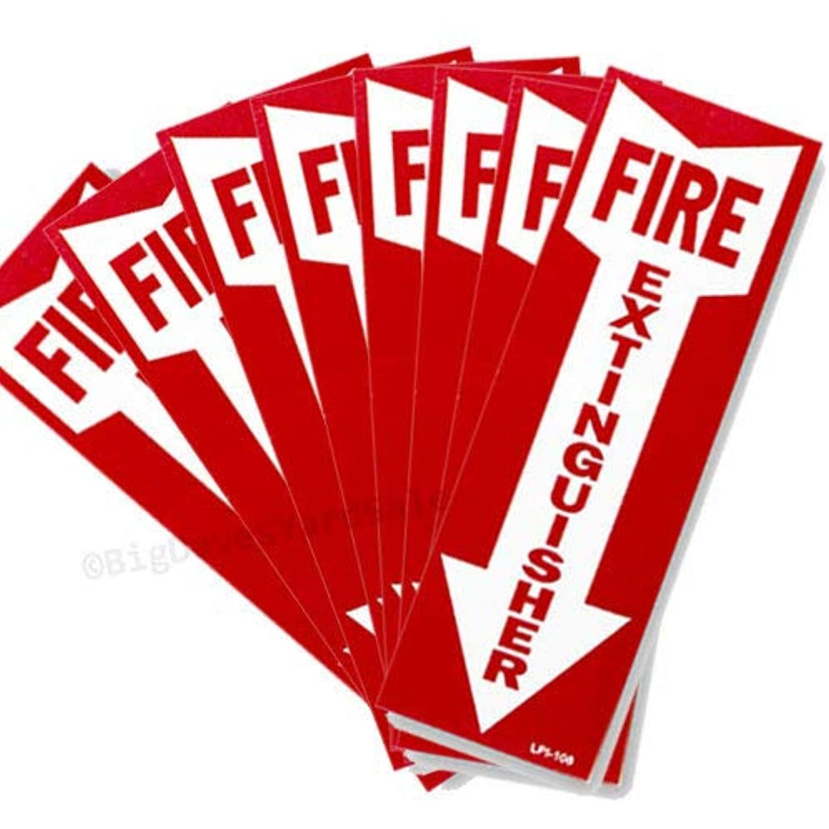 Plus Sign Fire (10 Pack) Fire Extinguisher Signs w/Arrow, Self Adhesive Vinyl, 4