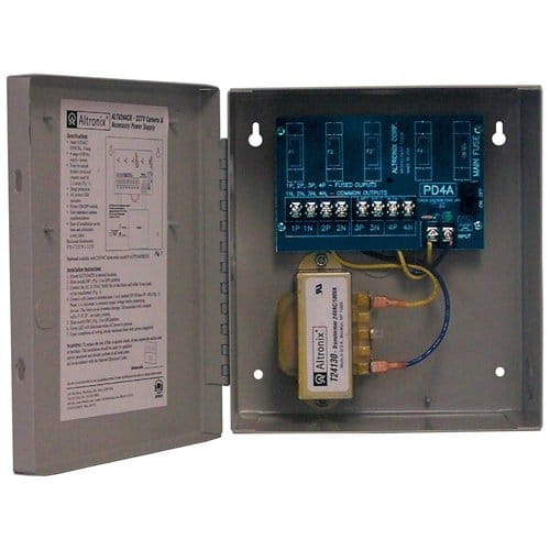 Altronix ALTV244CB CCTV Power Supply, 4 PTC Outputs, 24/28VAC @ 4A, 115VAC, BC100 Enclosure