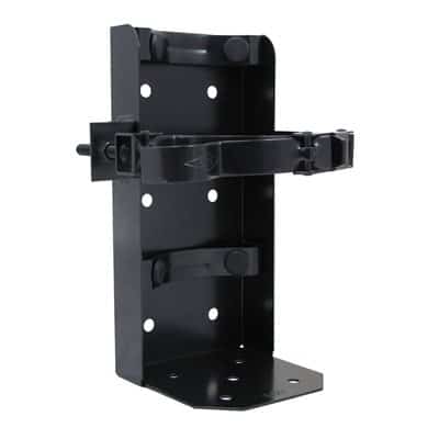Black metal bracket on a white background