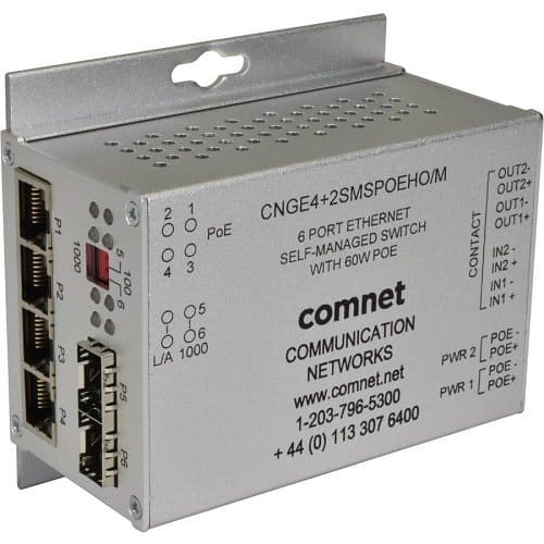 Comnet communication network switch with multiple ports on a white background