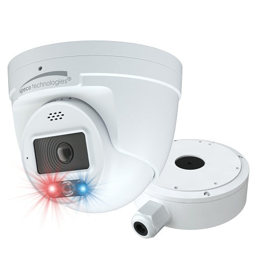 Speco O4TDD2M Turret IP Camera, 4MP, Digital Deterrent, 2.8-12mm Varifocal Lens, White