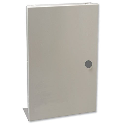 Metallic box with a small round handle on a white background
