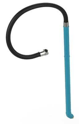 Blue hose with black rubber sleeve on a white background