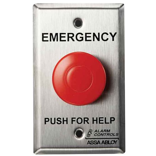 Alarm Controls PBL-1 PBL Series Latching Push Button Panic Station with N/O Pair and N/C Pair, Single Gang, Stainless Steel