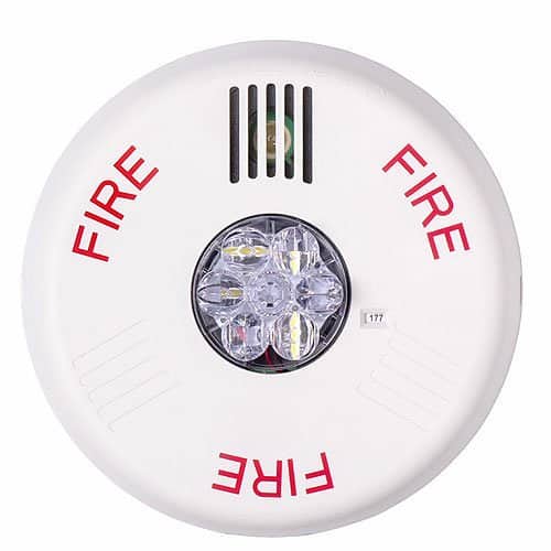 Eaton ELHSWC Wheelock Eluxa Horn Strobe, LED, Ceiling, FIRE, Clear Lens, 15/30/75/110/150/177 cd, 24V, Indoor, White