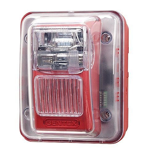 Gentex WGEC24-75WR Evacuation Outdoor Wall Mount Horn/Strobe, 24VDC, 75CD, Weatherproof, Red Lens, Red Faceplate