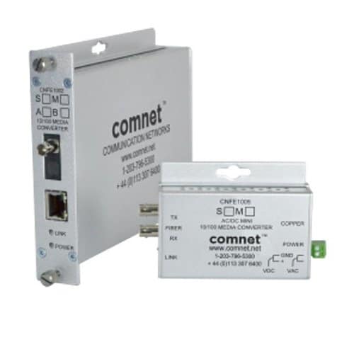 ComNet CNFE1002M1A CNFE100X Series Ethernet Electrical to Optical Media Converter, A, ST Connector, Multimode, Fiber, 100Mbps