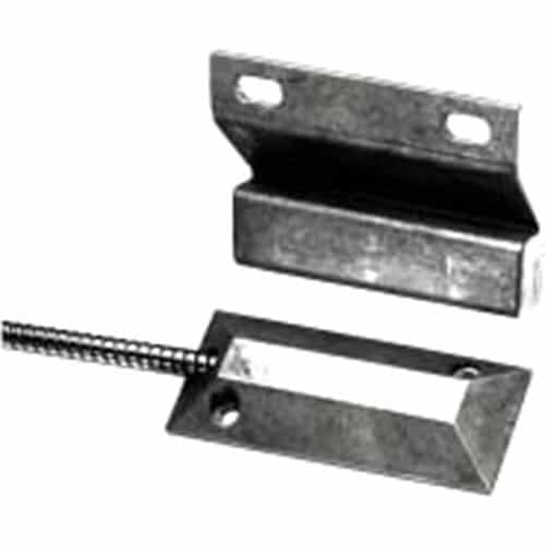 GRI 4532 Floor Mount Miniature Overhead Door Switch Set, 2-1/2" Gap, 10W, 200VDC, 0.50A, Closed Loop, N/O, and 24" Armored Cable, Aluminum