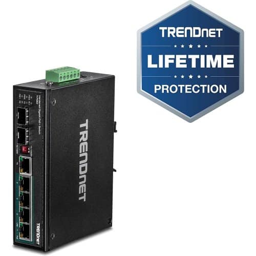 Trendnet network device with Lifetime Protection badge on a white background