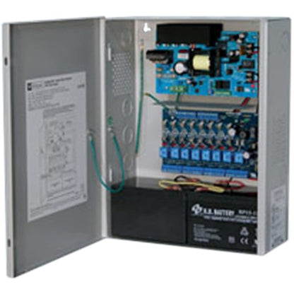 Electrical panel with wiring and components on a white background