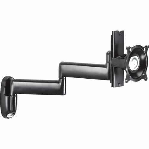 Chief KWD130 Height-Adjustable Dual Swing Arm Wall Mount, 30 lbs Load Capacity, Black