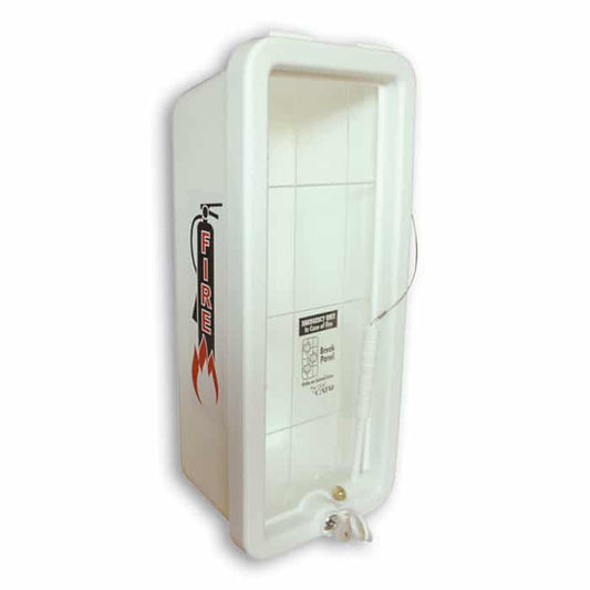 Cato CHIEF 105-20 WWC-H White Plastic 20LB Fire Extinguisher Break Panel Cabinet  w/ Hammer