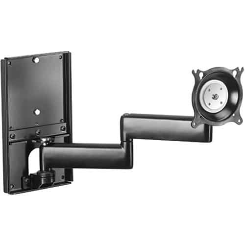 Black adjustable wall mount bracket on a white background