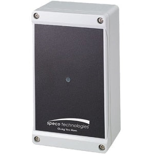 White metal box with black panel featuring Speco Technologies logo on a white background
