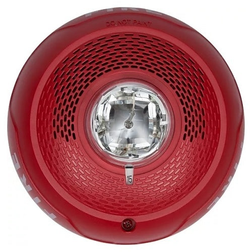 System Sensor SPSCRLED L-Series Indoor Speaker Ceiling-Mounted LED Strobe, "FIRE", Red