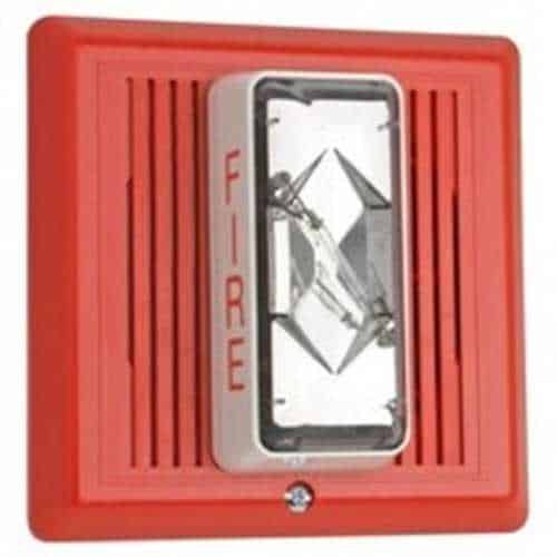 Edwards Signaling 2400 Series Temporal Horn, 5.5"W 5.5"L 2.375"H, 24VDC, 95dB@1m, 110 cd rating, -31 to 150 operating temp, red housing