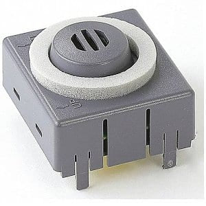 A small, square-shaped electronic component on a white background