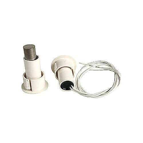 Edwards Signaling 1076C-N Recessed Steel Door Magnetic Contact with Wire Leads, 3/8" Gap Size, SPDT, 3/4" Diameter, Single Pole-Double Throw, White