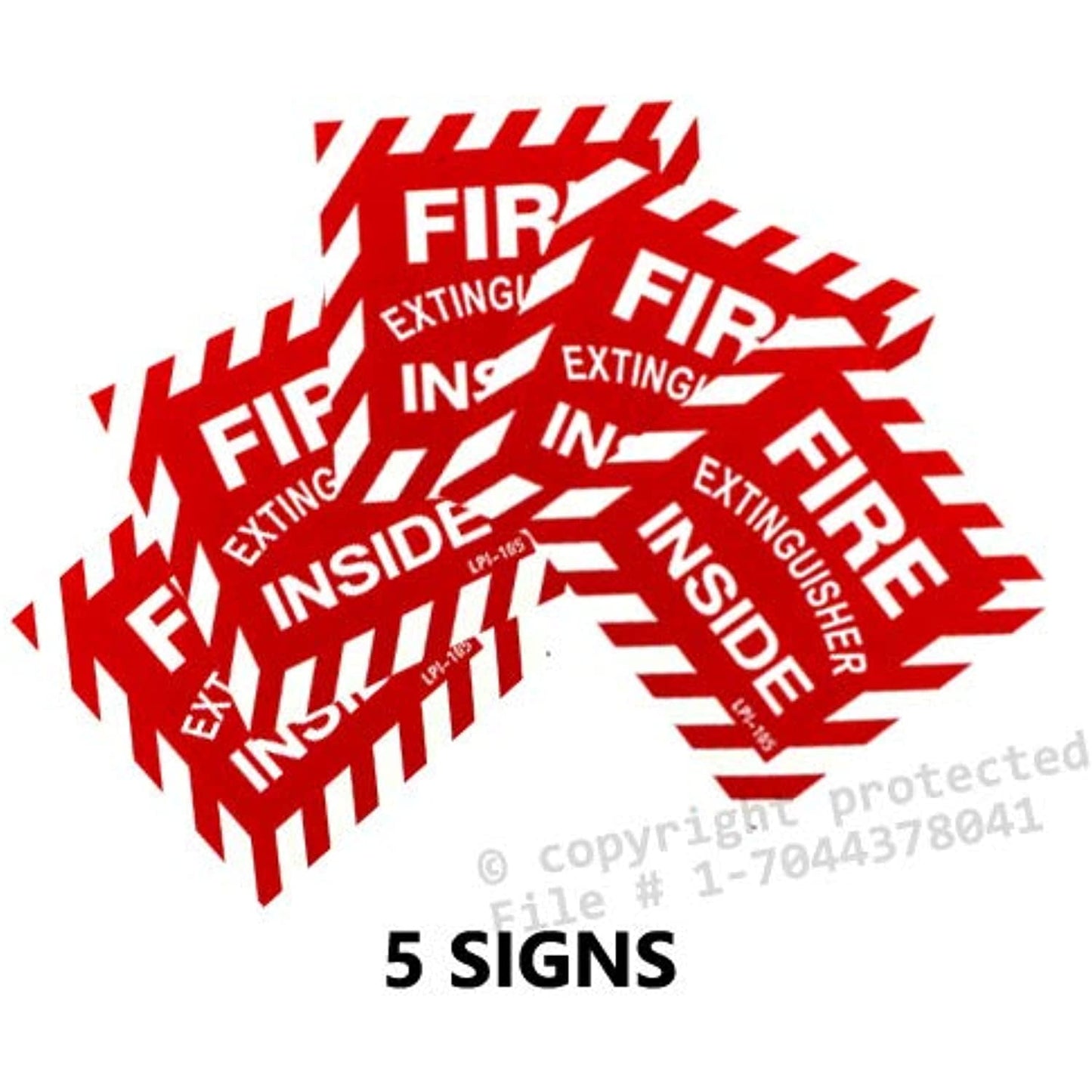 (5 Pack) - FIRE EXTINGUISHER INSIDE - 4"x4", Self Adhesive Vinyl Signs