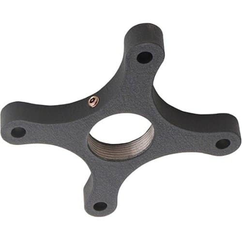 A four-armed, star-shaped metal mounting plate on a white background