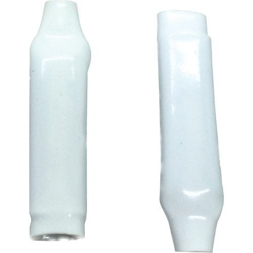 Two white cylindrical objects on a white background