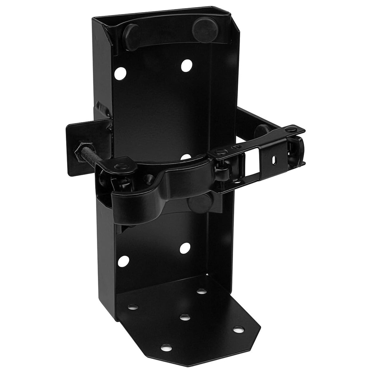 Black metal bracket on a white background