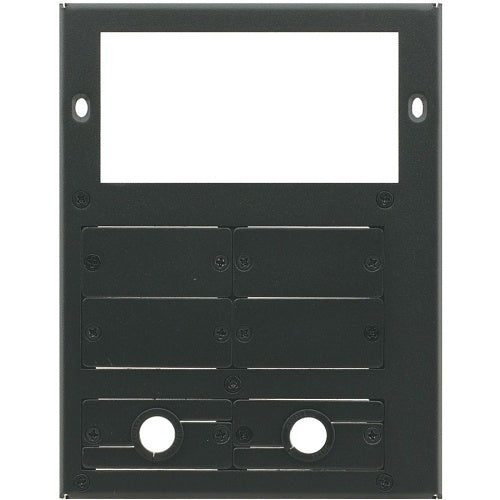 Black metal mounting plate on a white background