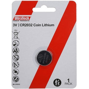 UltraTech IM-CR2032 3V Coin Cell Lithium Battery, Non-Rechargeable