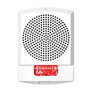 Eaton ELMTSWNR Wheelock Eluxa Multitone Strobe Horn, No Lettering, Wall Mount, 24V, Red Lens, White