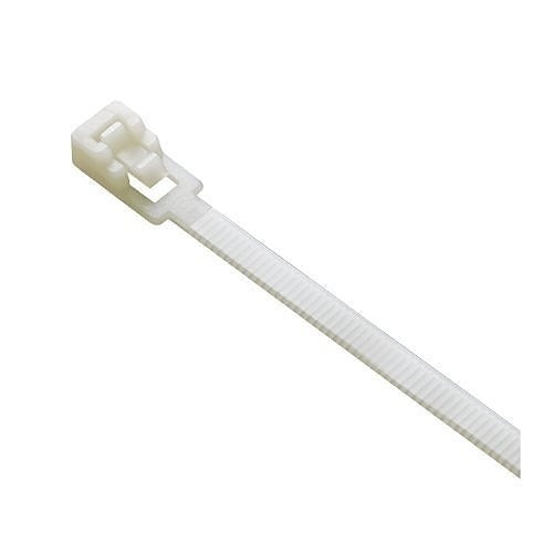 ADI PRO 0E-WT850NR Nylon Releasable Wire Ties, 8" Length, 50 lb Tensile Strength, 100-Pack, Natural