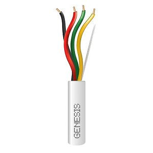 Genesis 43071101 18/4 Solid Riser Fire Alarm Cable, Unshielded, FPLR, CL3R, FT4, Sunlight Resistant, 1000' (304.8 m), REELEX Pull Box, White