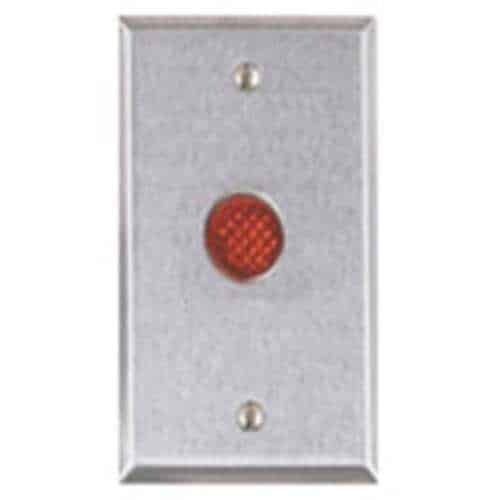 Alarm Controls RP-28LWH Remote Wall Plate with 1/2" Red LED, Single Gang, White Stainless Steel