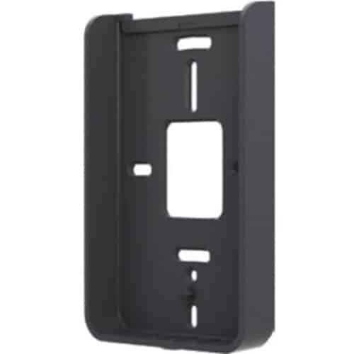 Black plastic wall plate with cutouts on a white background