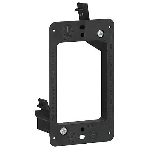 Black electrical junction box on a white background