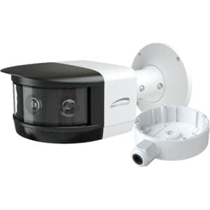 Speco O8FBMS1 Flexible Intensifier 8MP Panoramic Multi-Sensor IP Camera with Junction Box, x 3.3mm Fixed Lenses, White