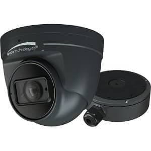 Speco O8FT1M Flexible Intensifier 4K 8MP IR Turret IP Camera with Advanced Analytics and Junction Box, 2.8-12mm Motorized Lens, Dark Gray