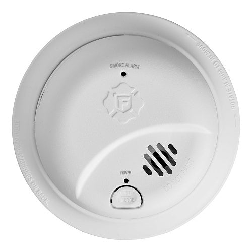 White smoke alarm on a white background