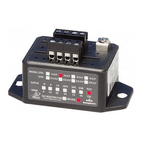 Electrical component with labeled specifications on a white background