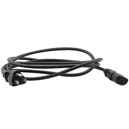 Black power cord with plugs on a white background