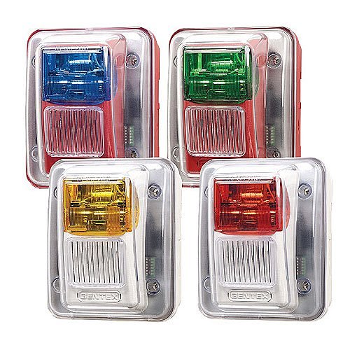 Gentex WGESB24-75PWR WGES Colored Lens Outdoor Strobe, 24VDC, 75CD, No Marking, Blue Lens, White
