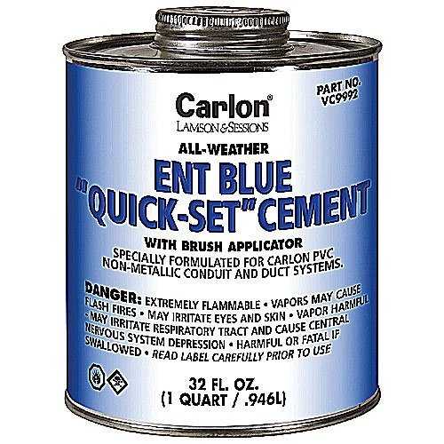 ABB VC9992 Carlon ENT or PVC All Weather Blue Cement, Quick-Set, 1 Quart