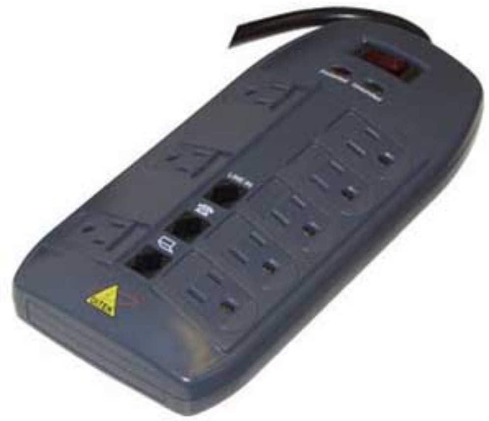 Power strip with multiple outlets on a white background