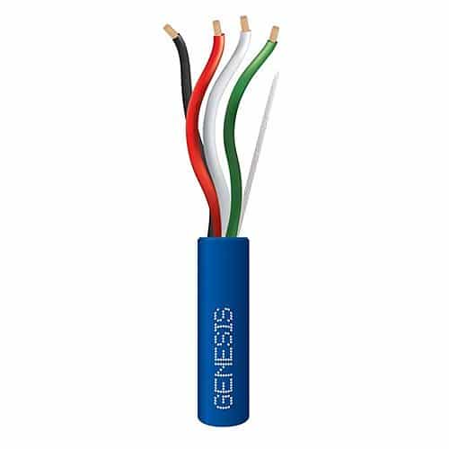 Genesis 52515506 16/4 Stranded Riser Speaker Cable, Unshielded, CL3R, CMR, FT4, Sunlight Resistant, 500' (152.4m), REELEX Pull Box, Blue