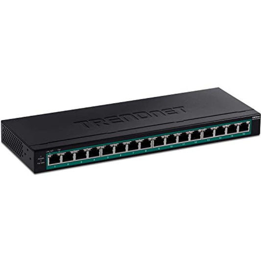 TRENDnet 16-Port Gigabit PoE+ Switch, TPE-TG160H, 123W PoE Power Budget,