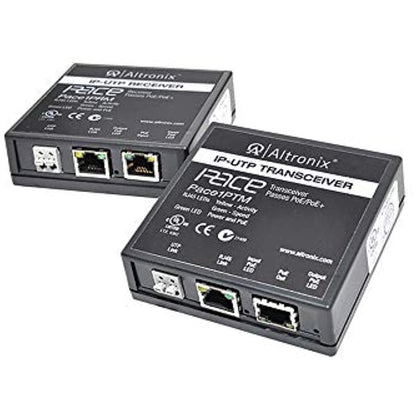 Two Altronix IP-UTP transceivers on a white background